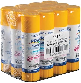Prang Washable Glue Stick, Clear, 1.27 oz., 12 Count