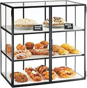 Monterey Collection – Wide Display Case – 26.5W x 17D x 26.75H – Black Metal, Acrylic, 3 White Composite Shelves