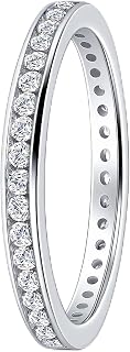 Moissanite Eternity Wedding Band Ring for Women 14K Gold Plated Stackable Moissanite Ring Channel Setting D Color VVS1 Round Cut Anniversary Ring/Thumb Ring