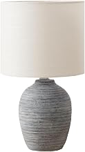 Monarch Specialties I 9788 Lighting, 17" H, Table Lamp, Grey Ceramic, Ivory/Cream Shade, Contemporary, Modern