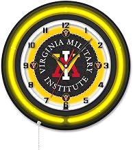 Holland Bar Stool Clk19BKVAMilI NCAA 19 in. Dia. Virginia Military Institute Double Neon Wall Clock Black
