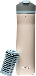 Contigo Clybourn Chill Stainless Steel FreeFlow Filter Water Bottle with AUTOSEAL, 24oz., Salt