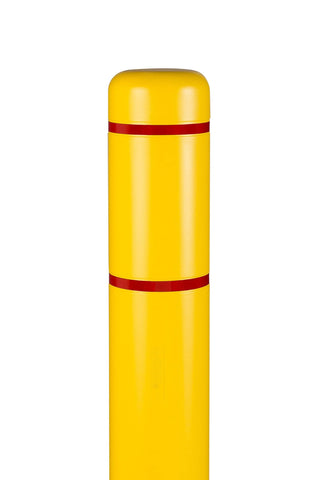 d 7" x 52" Bollard Cover Yellow - High Visibility- (Yellow red Tape) by Innoplast – 7\"x52\", HDPE or LDPE, Yellow red tape, Model BC752YR