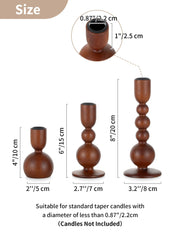 Nuptio Wooden Candlestick Holders, Set of 6, Assorted Heights in Walnut