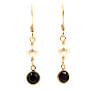 Crystal Channel Drop Dangle Earring - Jet Black Color by Martiana Jewelry – 1 inch, Crystal, Pearl, Gold Tone Ear Hook, Jet Black, Model MJ-E109