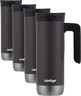 Contigo Superior 2.0 Stainless Steel Travel Mug with Handle with SNAPSEAL Lid,20oz.,(Pack of 4)