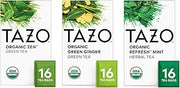 TAZO Tea Bags, Regenerative Organic: Refresh Mint Herbal Tea, Zen Green Tea, & Green Ginger Tea 16 CT (1ea) (Variety Pack)