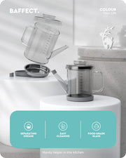Baffect Glass Fat Separator With Strainer, 4 Cups, Transparent