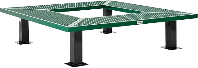 Global Industrial 6' Square Outdoor Tree Bench, Expanded Metal, Green