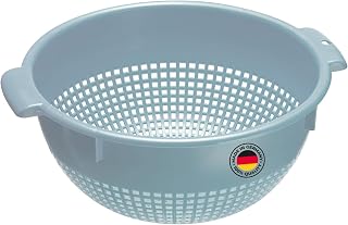 Westmark 2126221B Colander/Strainer with Recessed Handles and Attachment Pegs, Plastic, Blue