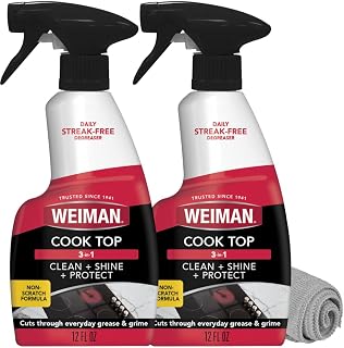 Weiman Daily Cooktop Cleaner & Degreaser, 2 Pack with Microfiber Cloth