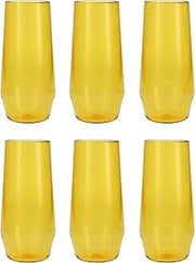 Fortessa Sole Outdoor Shatter Resistant BPA Free Premium Copolyester Plastic Drinkware 6 Pack, Yellow Sun, Iced Tea Glass