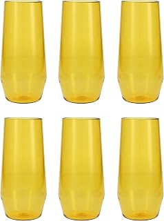 Fortessa Sole Outdoor Shatter Resistant BPA Free Premium Copolyester Plastic Drinkware 6 Pack, Yellow Sun, Iced Tea Glass