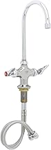 T&S Brass B-0300-CR Double Pantry Faucet, Single Hole Base, Swivel/Rigid Gooseneck, Stream Regulator, Chrome