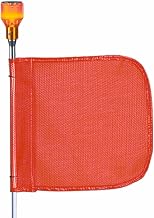 Checkers Heavy Duty Powered Threaded Hex 12" Orange Warning Whip Safety Flag with 8' Pole - Industrial Safety Flags for Trucks, Mining, Construction - Made in The USA - FS8L-O