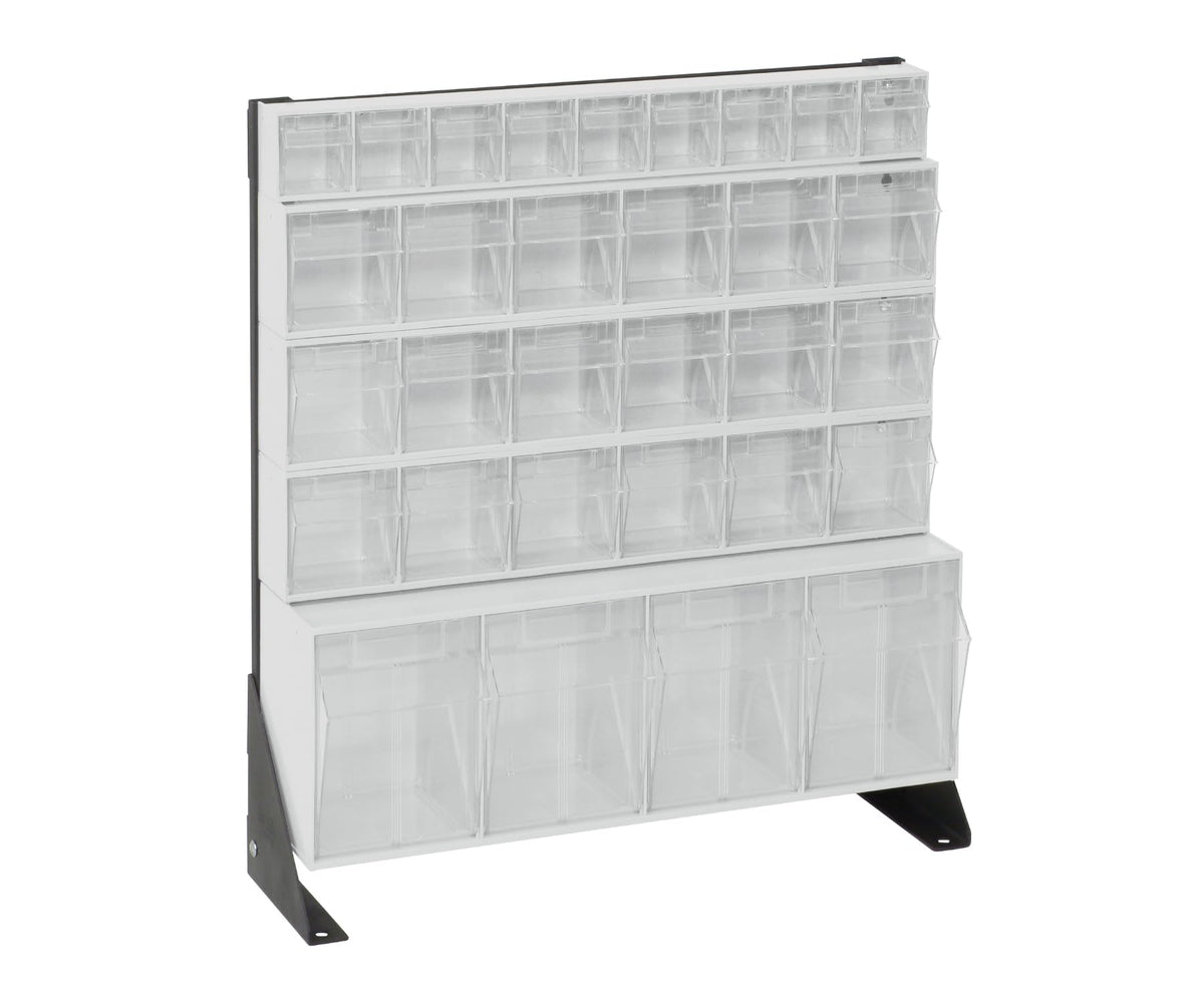 QUANTUM STORAGE SYSTEMS 28" H x 24" W x 10" D / 31 Drawers Tip Out Bin Stand White / White Storage Racks