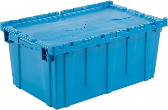 Global Industrial Distribution Container With Hinged Lid, 27-3/16x16-5/8x12-1/2, Blue