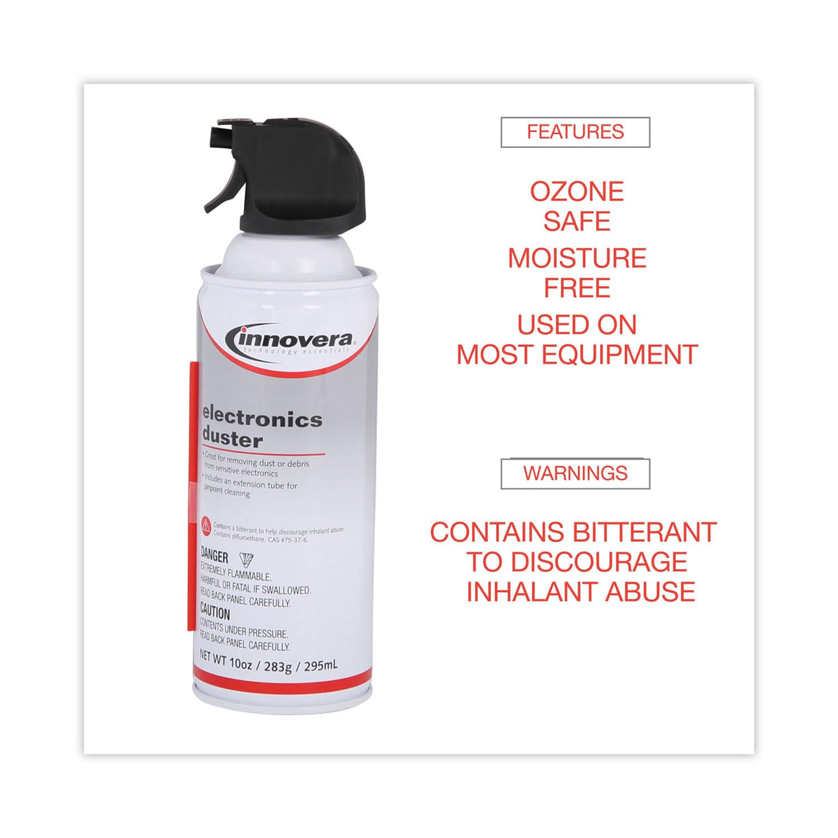 Compressed Air Duster Cleaner by Innovera – Pack of 8, Model IVR10010-8PK
