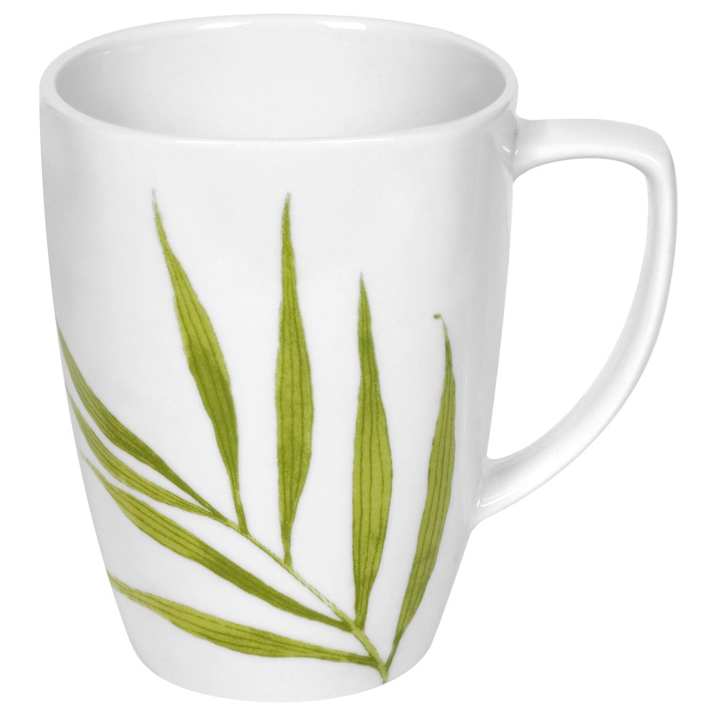 Bamboo Leaf Square Round 12-Ounce Porcelain Mug by Corelle – 12 Ounces, 12.0 fluid_ounces, Bamboo, Bamboo Leaf, Model 1075887