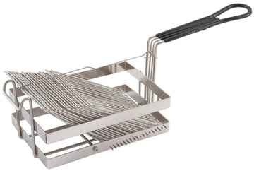 Tostada Basket - Deep Fryer Holder for 18 6-Inch Shells by Winco – Metal, Silver, Pack of 18, Model 43237-2