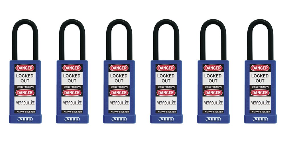 ABUS Blue / Body width: 1 37/64" Shackle diameter: 9/32" Shackle clearance: 1/2" / Compact Keyed Padlocks