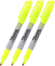 Sharpie Neon Permanent Marker, Neon Yellow Ink, Pack of 3