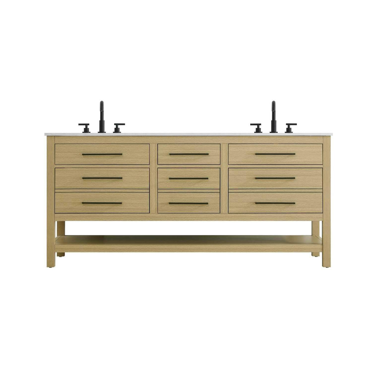 Elegant Kitchen and Bath 72" Double Bathroom Vanity in Honey Brown by karson – Wood, Honey Brown, Model VF60572DMHB