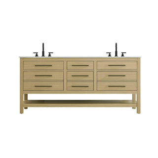 Elegant Kitchen and Bath 72" Double Bathroom Vanity in Honey Brown by karson – Wood, Honey Brown, Model VF60572DMHB