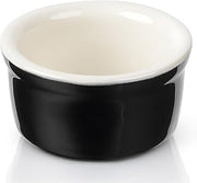 Tuxton China B4X-025 Ramekin, 2-1/2 oz., 3" Diameter x 1-1/2"H, Round, Microwave and Dishwasher Safe, Oven Proof, Fully Vitrified, Ceramic, DuraTux, Two-Tone, Black/Eggshell, Pack of 48