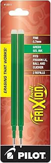 PILOT FriXion Gel Ink Refills for Erasable Pens, Fine Point, 0.7 mm, Green Ink, 2-Pack (12511)