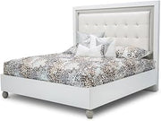 Michael Amini Sky Tower White Eastern King Bed Manufactured Wood Panel Bed with Durable Construction, Elegant Design, and Comfortable Support for Master Bedroom Use