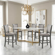 Solid Wood Dining Chairs with Polyester Seat by Starlight Canyon Home – Solid + Manufactured Wood, Polyester, Grey, Pack of 6