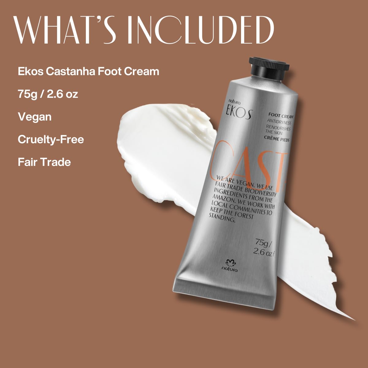 Brazil Nut Nourishing Foot Cream - Nourish & Soothe Dry Skin - Fast Absorbing - With Castanha Oil to Deeply Moisturize - Vegan & Cruelty-Free - 2.6 oz (75g) by natura – Model