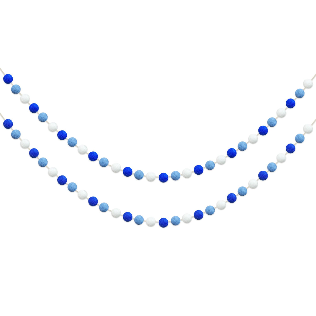 Partyprops Felt Ball Garland, 60 Balls, Blue Dark Blue White