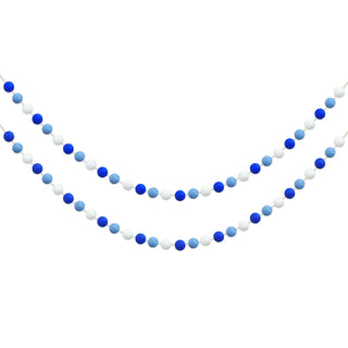Partyprops Felt Ball Garland, 60 Balls, Blue Dark Blue White