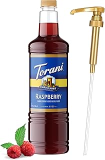 Torani Sugar Free Raspberry Syrup 1 Liter with Pump – Keto & Gluten Free