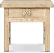 Jennifer Taylor Home Rowan 22" Elm Wood Side Table with Drawer, Light Natural Brown, Light Natural Brown Reclaimed Elm