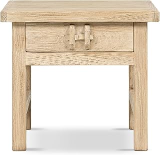 Jennifer Taylor Home Rowan 22" Elm Wood Side Table with Drawer, Light Natural Brown, Light Natural Brown Reclaimed Elm