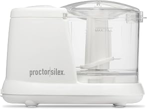 Proctor Silex Durable Electric Vegetable Chopper & Mini Food Processor | 1.5 Cup Bowl | Pulse Speed Control For Chopping, Puree & Emulsify | Stainless Steel Blades | Dishwasher Safe | White | 72500J