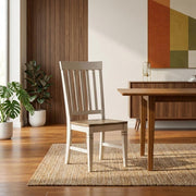 Beacon Smokey White & Peppercorn Slatback Side Chair with Wood Seating by Starlight Canyon Home – Asian Hardwood, Beige, Pack of 2