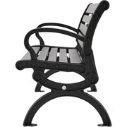 6'L Outdoor Park Bench with Backrest by Global Industrial – 6, Aluminum, Black, Model CBPB-6A1B