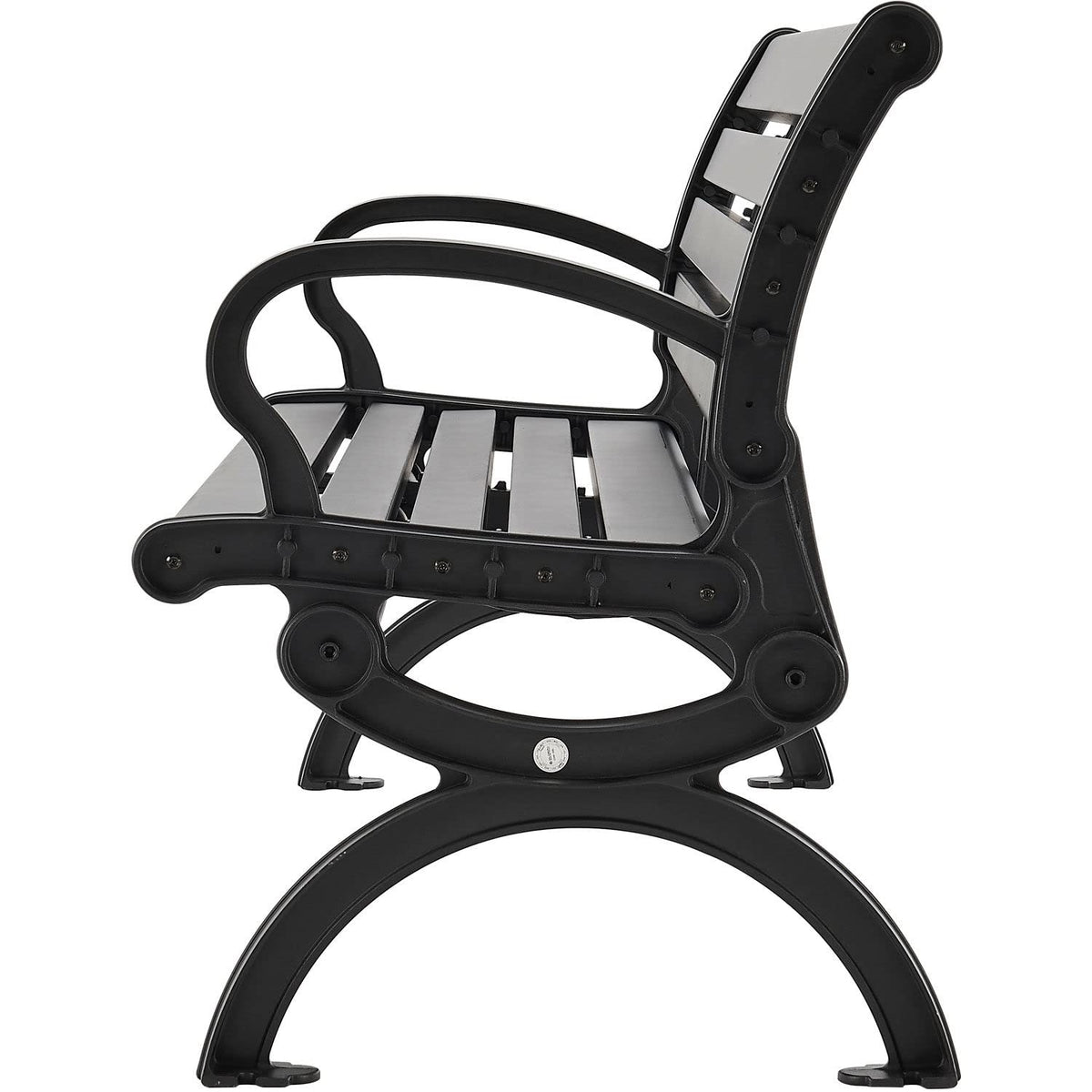 6'L Outdoor Park Bench with Backrest by Global Industrial – 6, Aluminum, Black, Model CBPB-6A1B