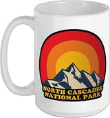 North Cascades National Park Vintage, North Cascades Ceramic Mug, White, 15oz