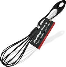 Hamilton Beach Whisk, Heat-Resistant Premium Kitchen Nylon Whisk for Nonstick Cookware, Perfect Egg Beater for Blending Pancake Cake Mix, 12.5inch Soft Touch Handle - Black