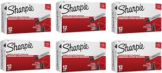 Sharpie Chisel Tip Permanent Markers, Black (12 Count) (6 Pack)