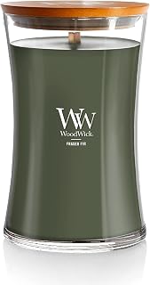WoodWick Large Hourglass Candle Fraser Fir - Premium Soy Blend Wax Pluswick Innovation Wood Wick Made in USA