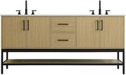 Elegant Kitchen and Bath 72" Double Bathroom Vanity in Honey Brown by Elegant Lighting – 72.00" W x 22.00" H x 20.00" D, Wood, Honey Brown, Model VF60772DMHB