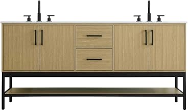 Elegant Kitchen and Bath 72" Double Bathroom Vanity in Honey Brown