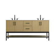 Elegant Kitchen and Bath 72" Double Bathroom Vanity in Honey Brown by Elegant Lighting – 72.00" W x 22.00" H x 20.00" D, Wood, Honey Brown, Model VF60772DMHB