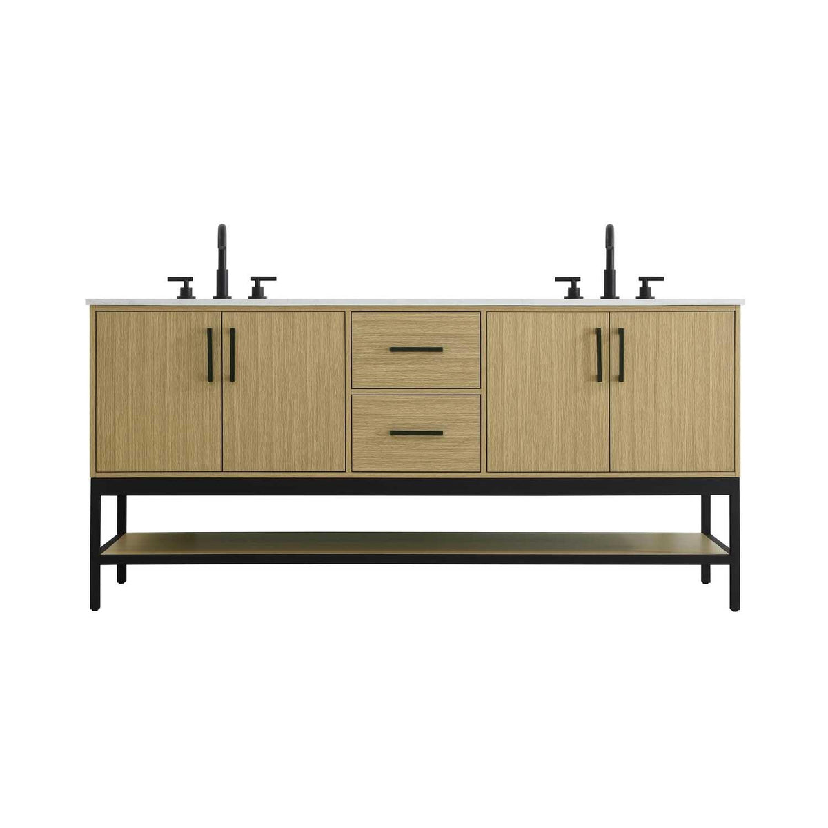 Elegant Kitchen and Bath 72" Double Bathroom Vanity in Honey Brown by Elegant Lighting – 72.00" W x 22.00" H x 20.00" D, Wood, Honey Brown, Model VF60772DMHB